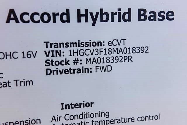 2021 Honda Accord Hybrid Hybrid